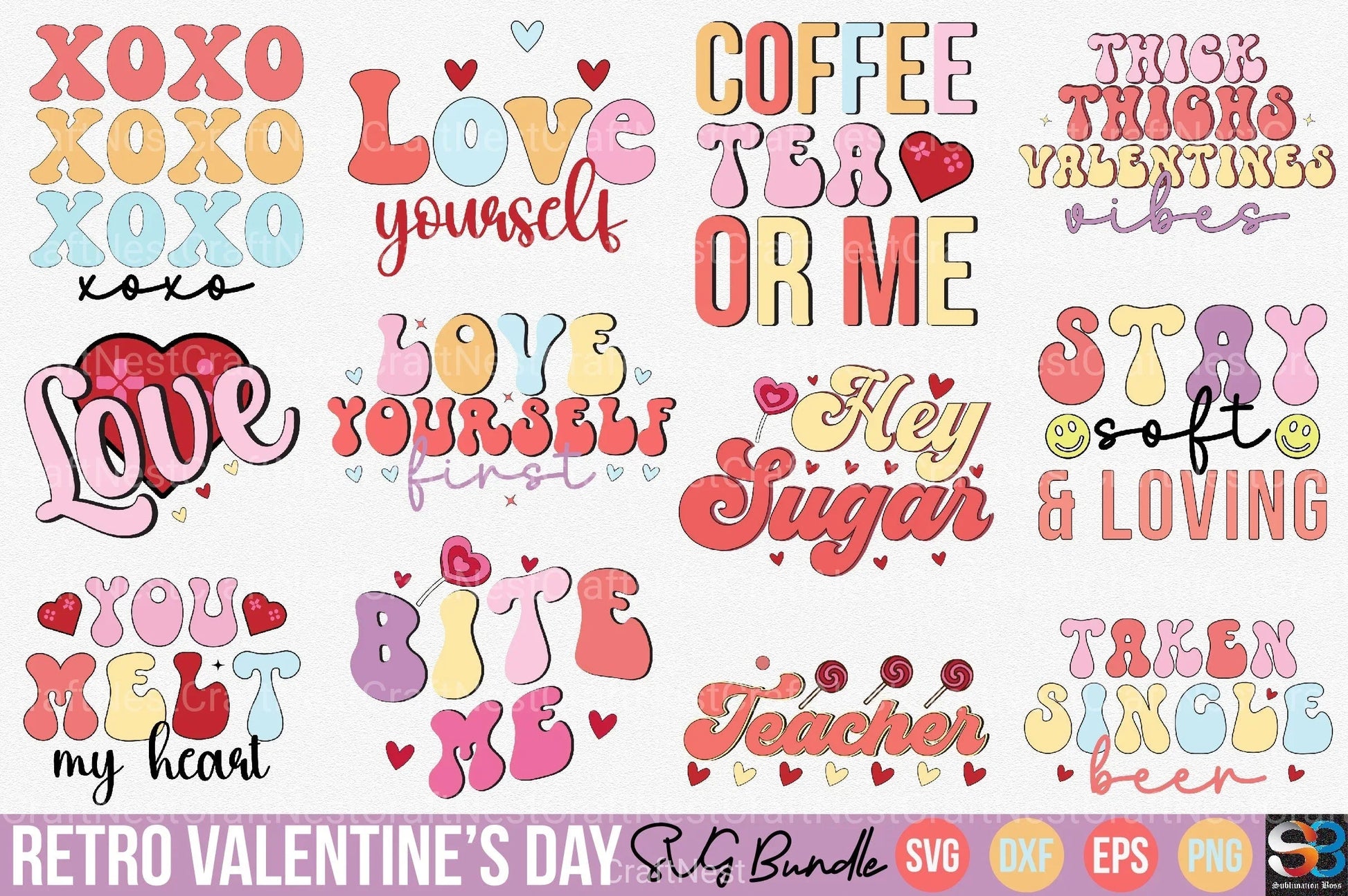 Retro Valentine’s Day Bundle - CraftNest - Digital Crafting and Art