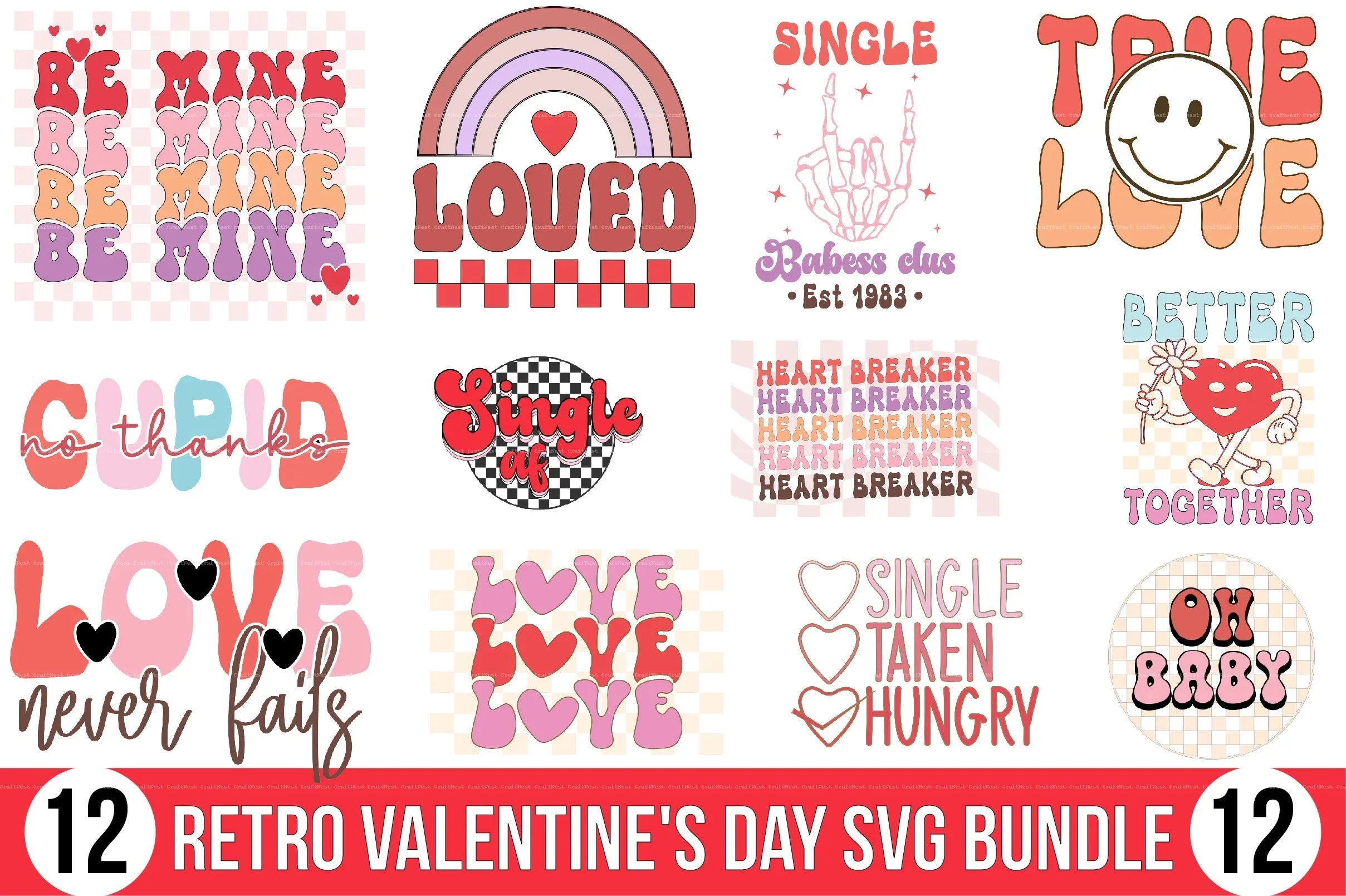 Retro Valentine's Day SVG Bundle