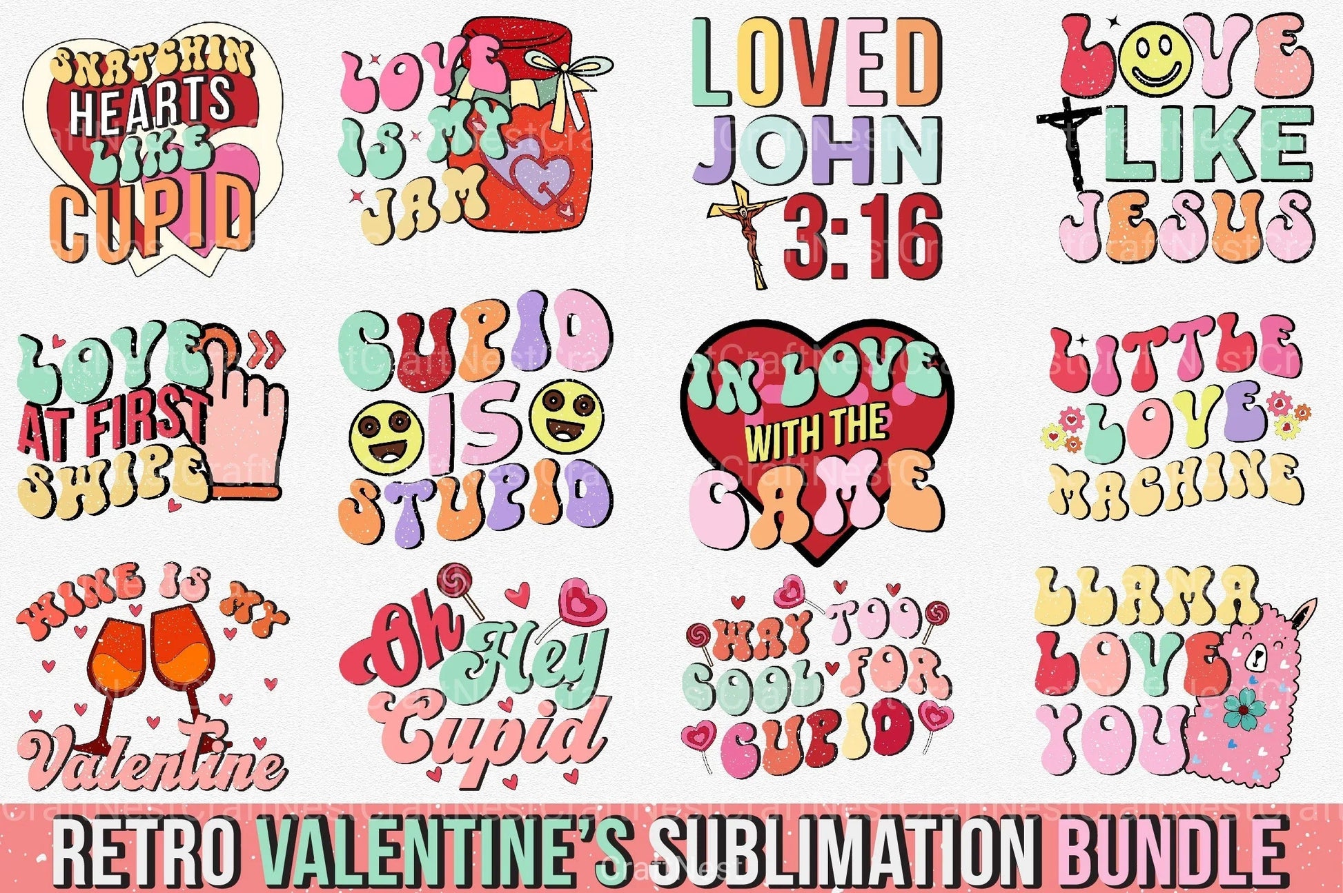 Retro Valentine's Day Clipart Bundle 3 - CraftNest - Digital Crafting and Art