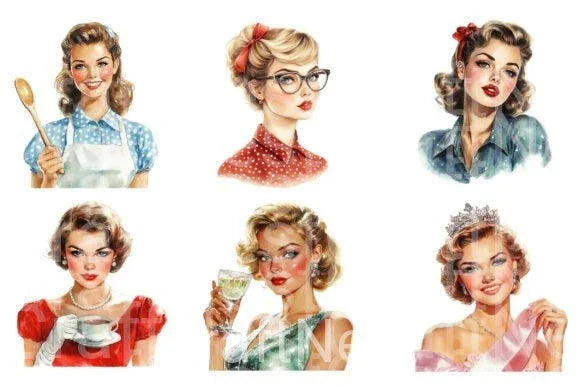 Retro Vintage 1950s Clipart Bundle - CraftNest - Digital Crafting and Art