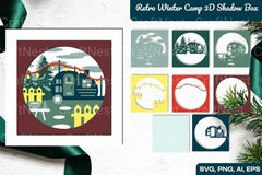 Retro Winter Camp 3D Shadow Box SVG Bundle - CraftNest - Digital Crafting and Art