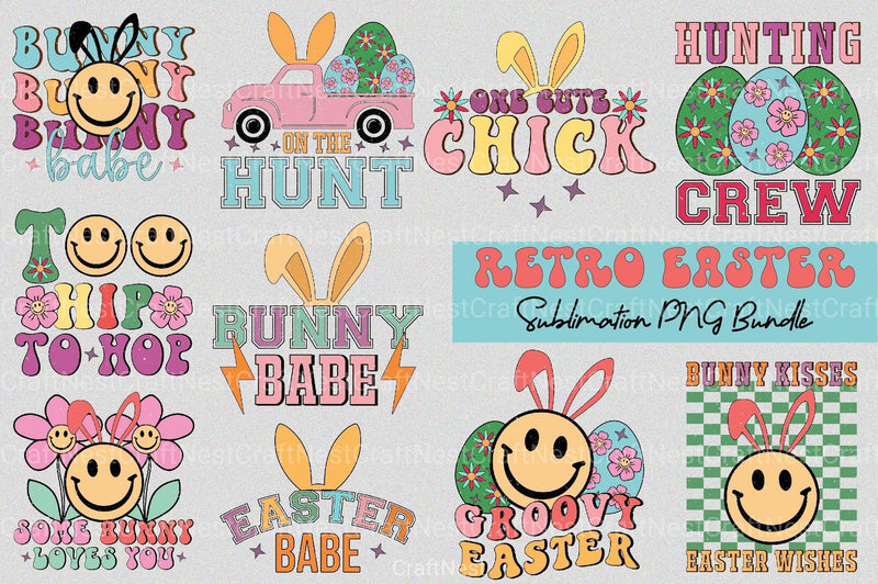 Retro Easter Clipart Bundle 8 - CraftNest - Digital Crafting and Art