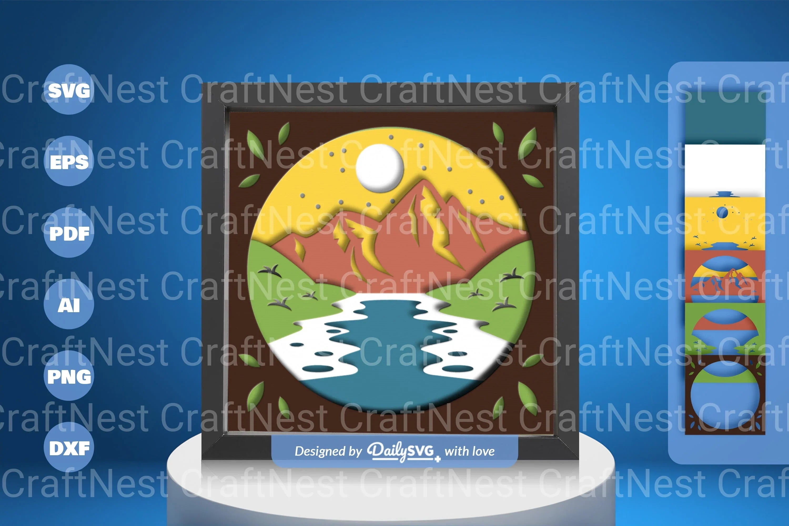River and Mountain Papercut SVG Bundle