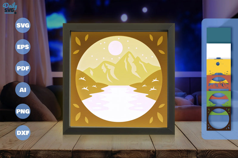 River and Mountain Papercut SVG Bundle 1 - CraftNest - Digital Crafting and Art