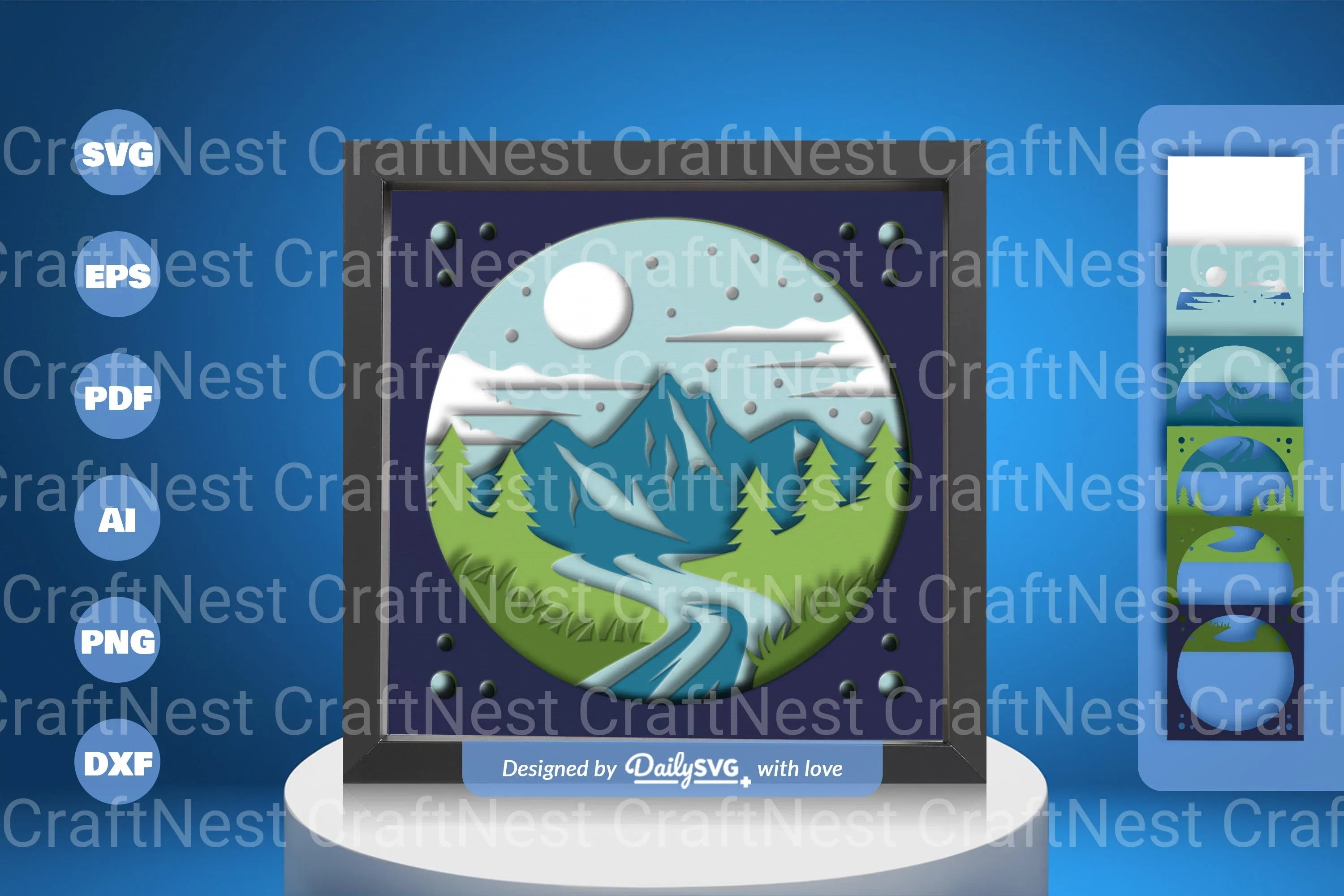 River and Mountain Papercut SVG Bundle