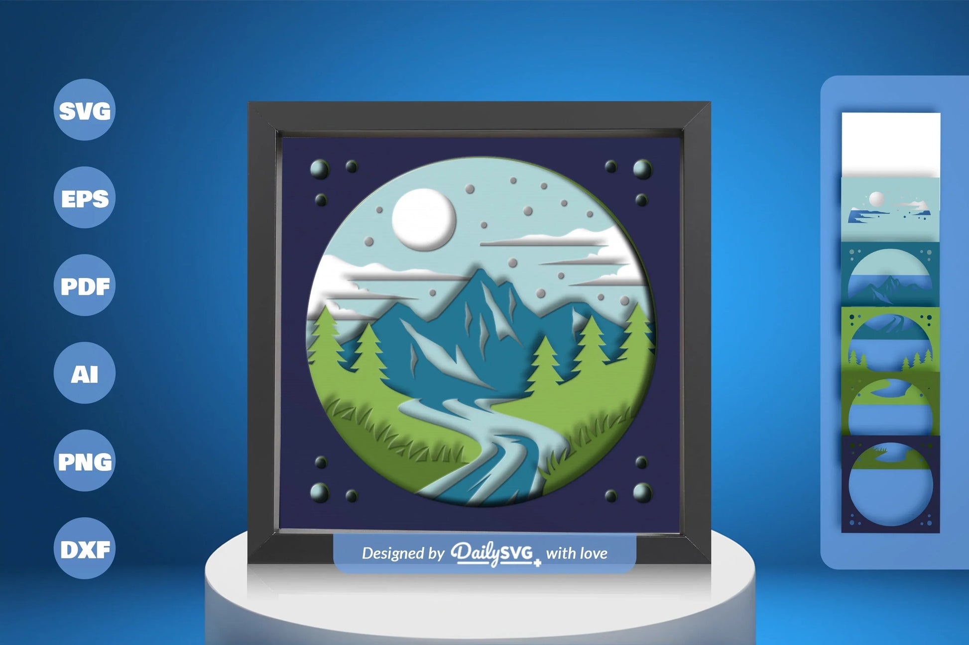 River and Mountain Papercut SVG Bundle - CraftNest - Digital Crafting and Art