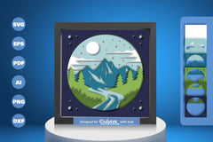 River and Mountain Papercut SVG Bundle - CraftNest - Digital Crafting and Art