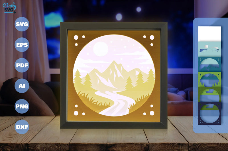 River and Mountain Papercut SVG Bundle - CraftNest - Digital Crafting and Art