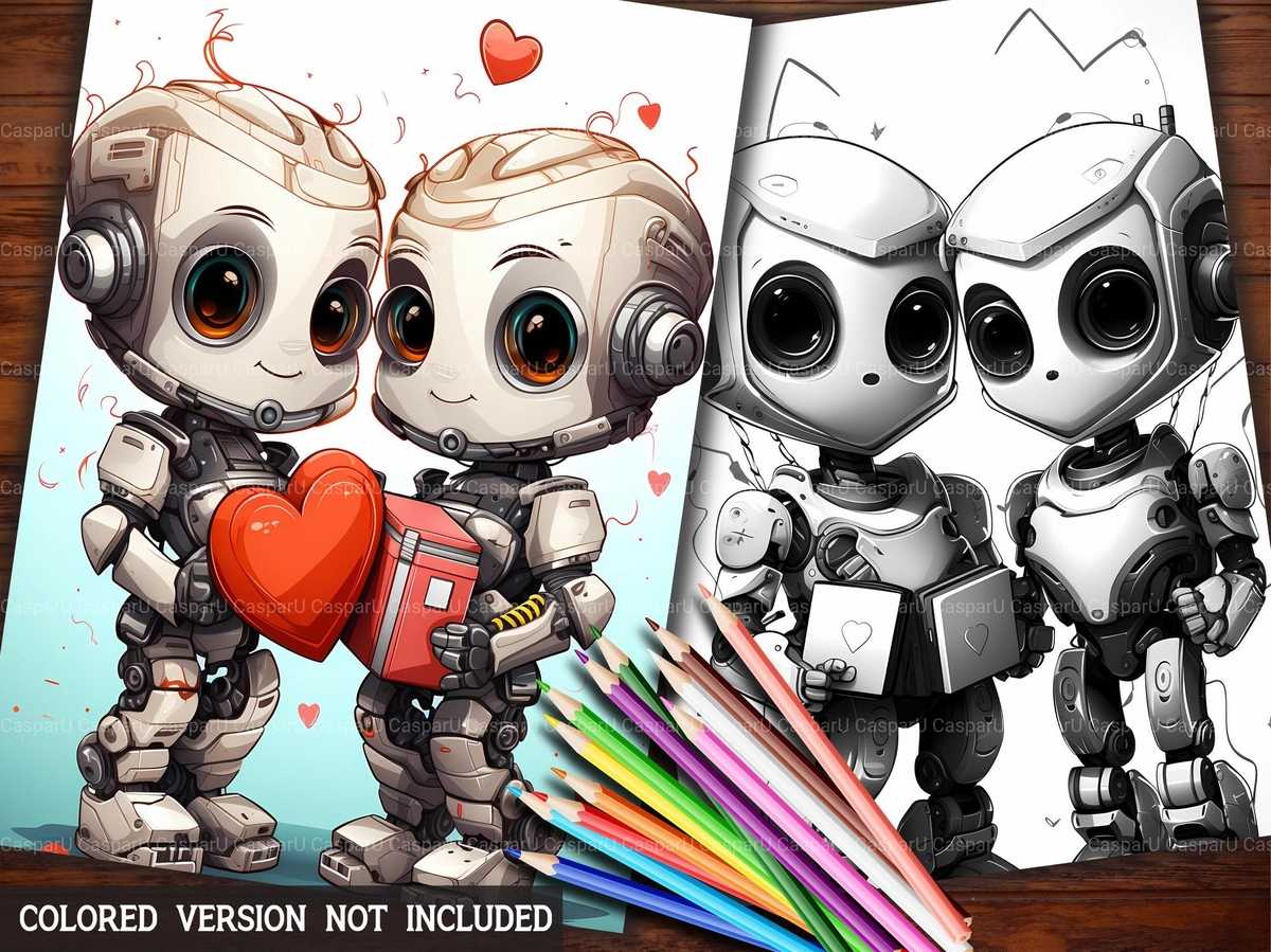 Roboter Valentines Day Coloring Books - CraftNest