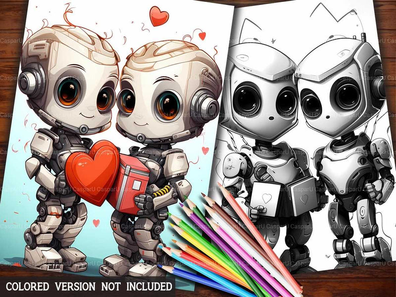 Roboter Valentines Day Coloring Books - CraftNest