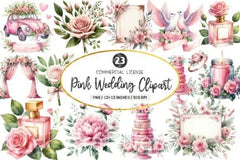Romantic Pink Wedding Clipart Bundle - CraftNest - Digital Crafting and Art