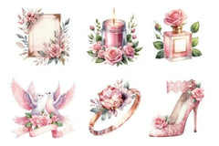 Romantic Pink Wedding Clipart Bundle - CraftNest - Digital Crafting and Art
