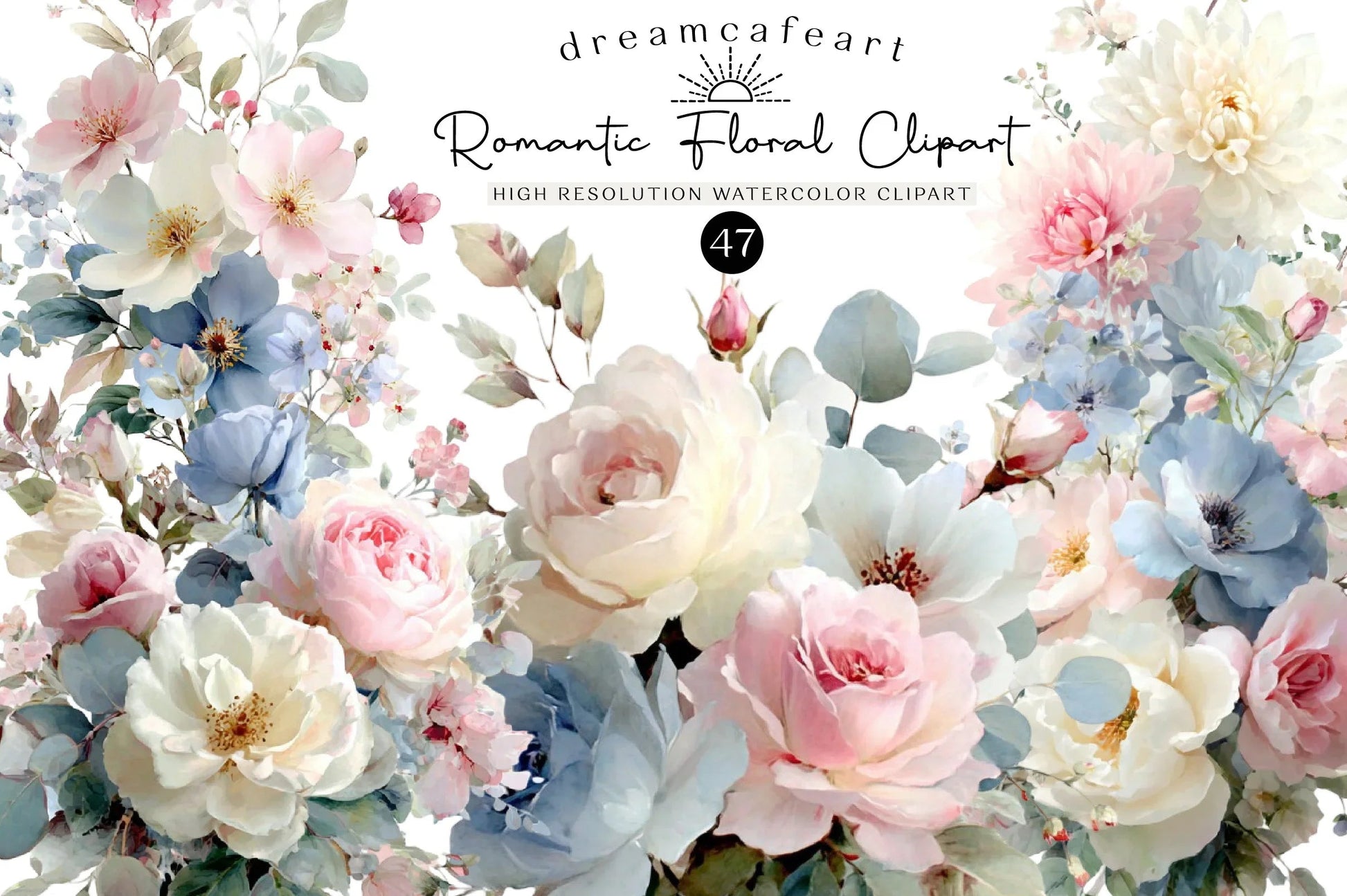 Romantic Pastel Floral Clipart Bundle - CraftNest - Digital Crafting and Art