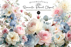 Romantic Pastel Floral Clipart Bundle - CraftNest - Digital Crafting and Art