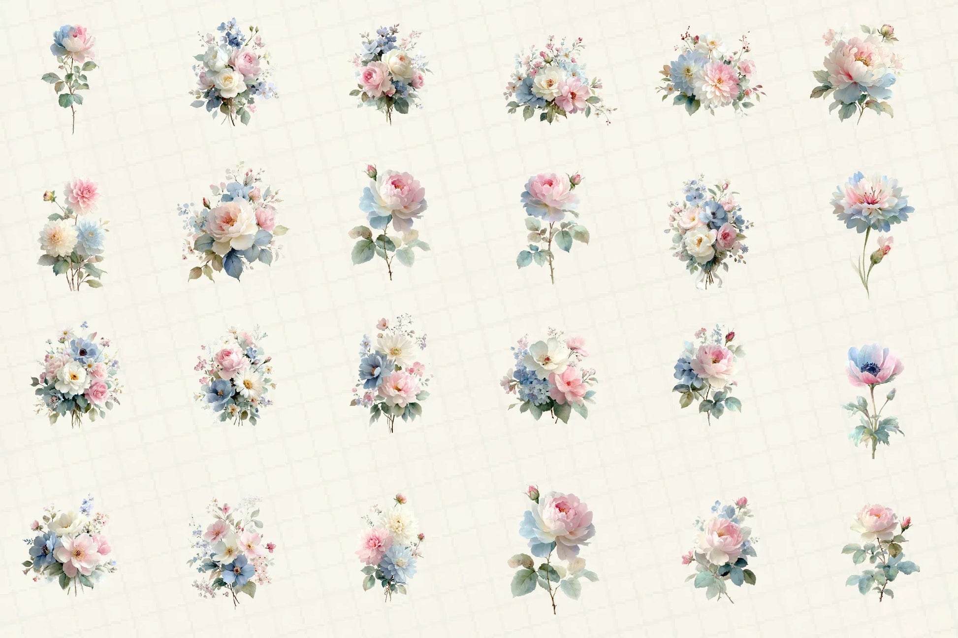 Romantic Pastel Floral Clipart Bundle - CraftNest - Digital Crafting and Art