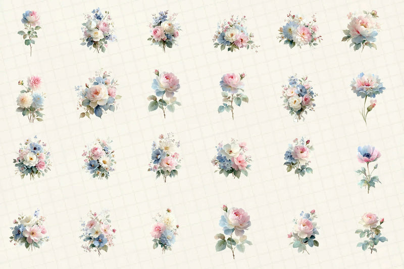 Romantic Pastel Floral Clipart Bundle - CraftNest - Digital Crafting and Art
