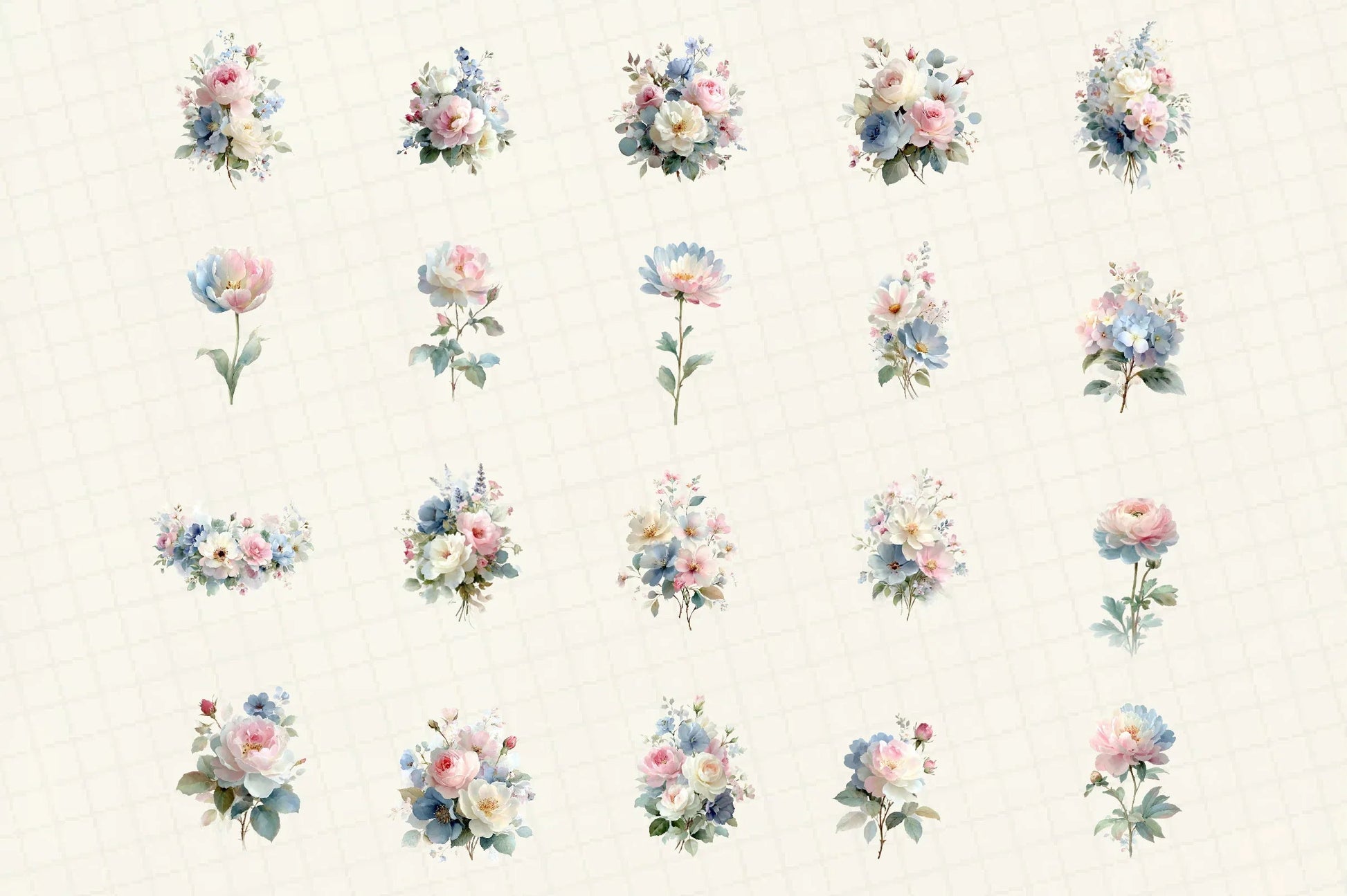 Romantic Pastel Floral Clipart Bundle - CraftNest - Digital Crafting and Art