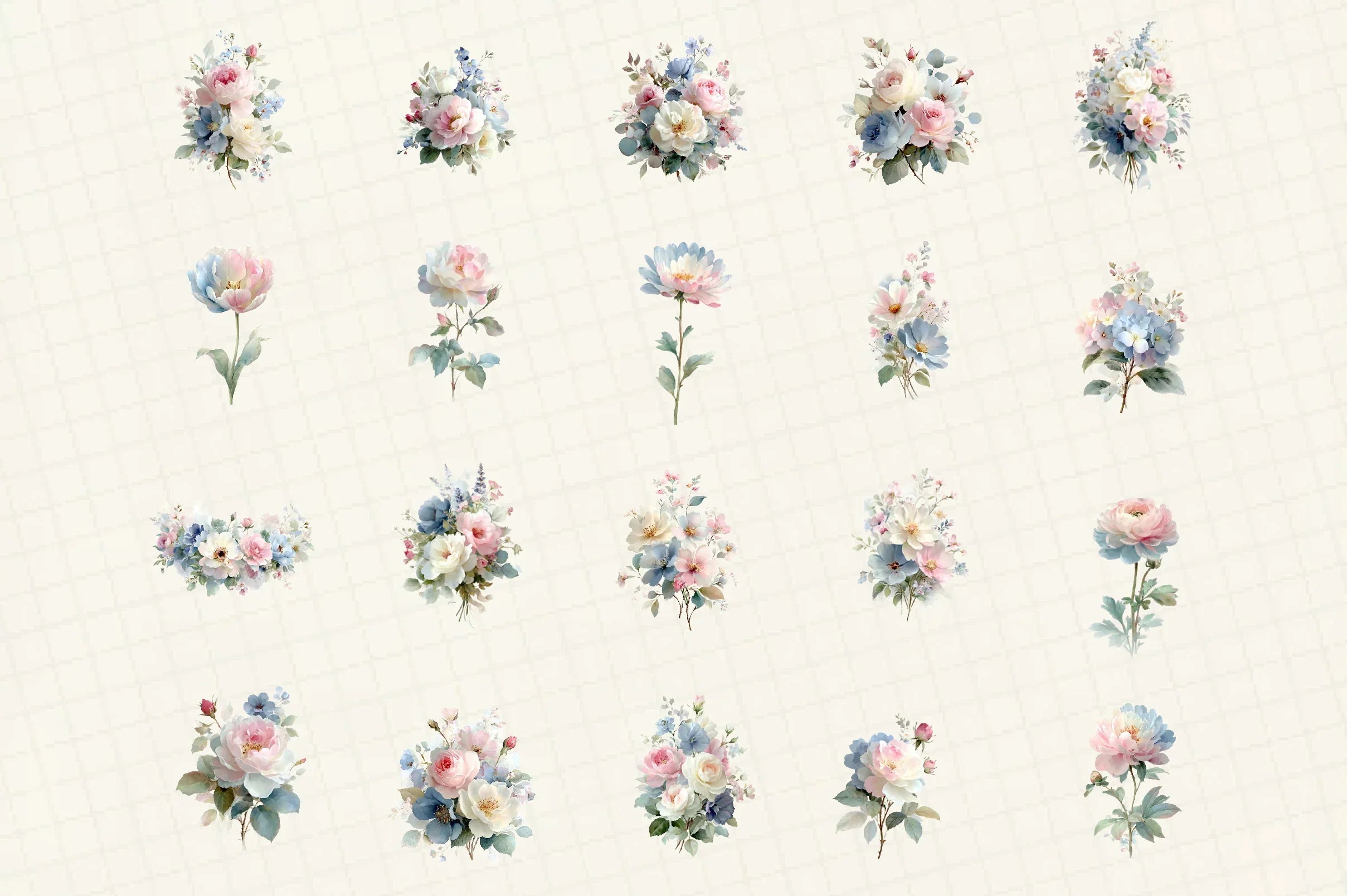 Romantic Pastel Floral Clipart Bundle - CraftNest - Digital Crafting and Art