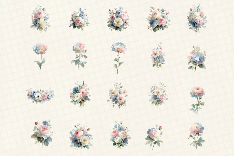 Romantic Pastel Floral Clipart Bundle - CraftNest - Digital Crafting and Art