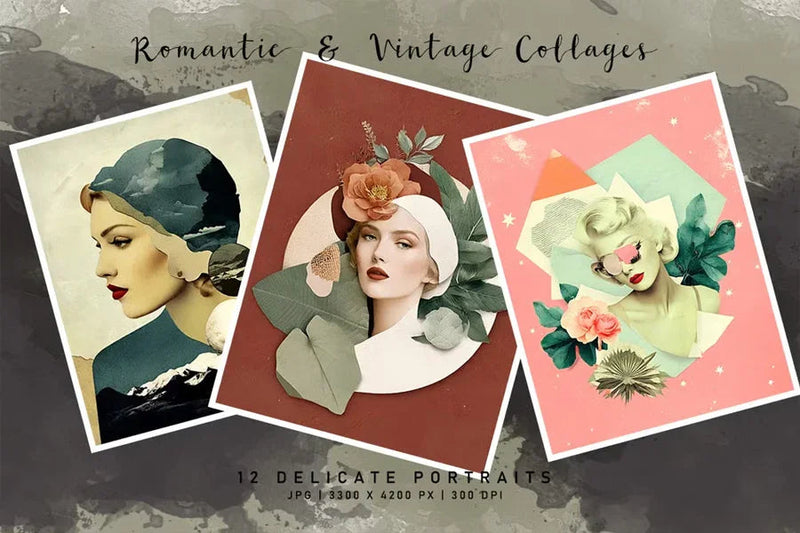 Romantic Vintage Collages - Wall Art - CraftNest - Digital Crafting and Art