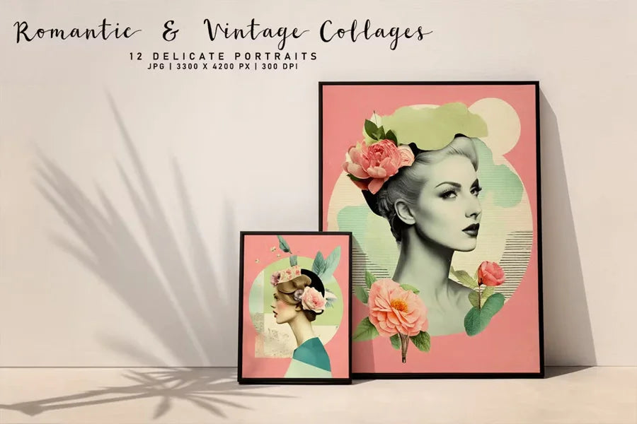 Romantic Vintage Collages - Wall Art - CraftNest - Digital Crafting and Art