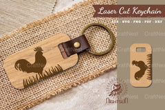 Rooster Laser Cut Keychain Design Bundle - CraftNest - Digital Crafting and Art