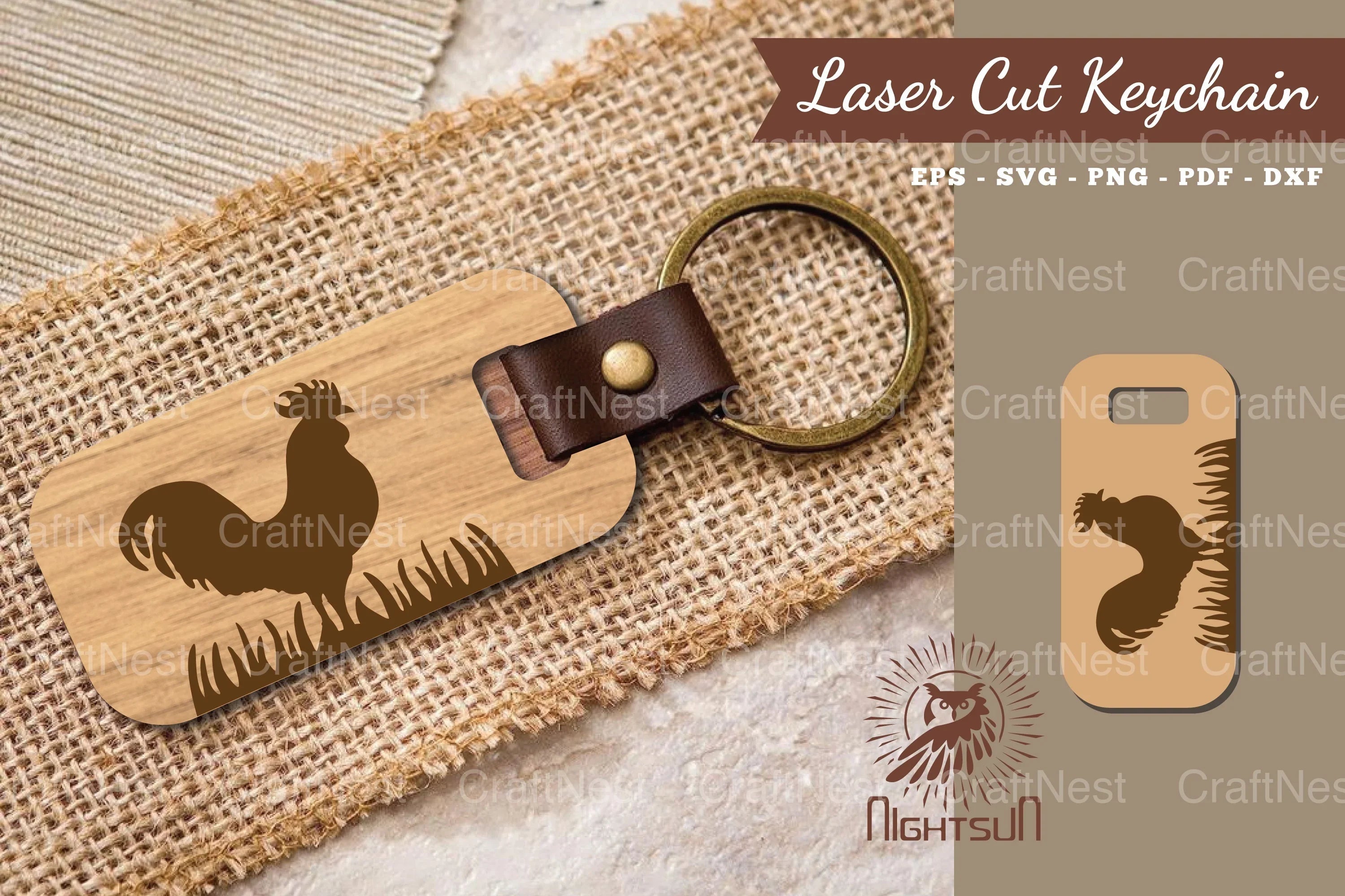 Rooster Laser Cut Keychain Design Bundle - CraftNest - Digital Crafting and Art
