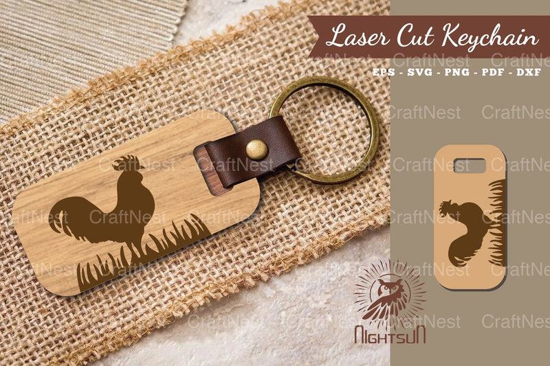 Rooster Laser Cut Keychain Design Bundle - CraftNest - Digital Crafting and Art