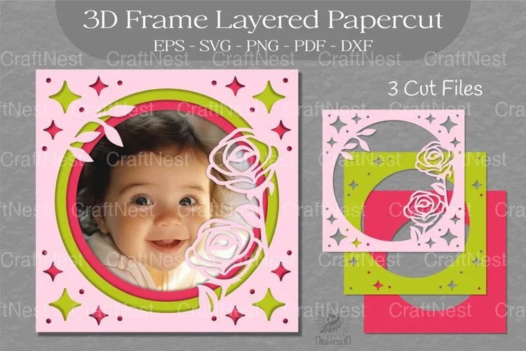 Rose Flower 3D Frame Clipart Bundle - CraftNest - Digital Crafting and Art