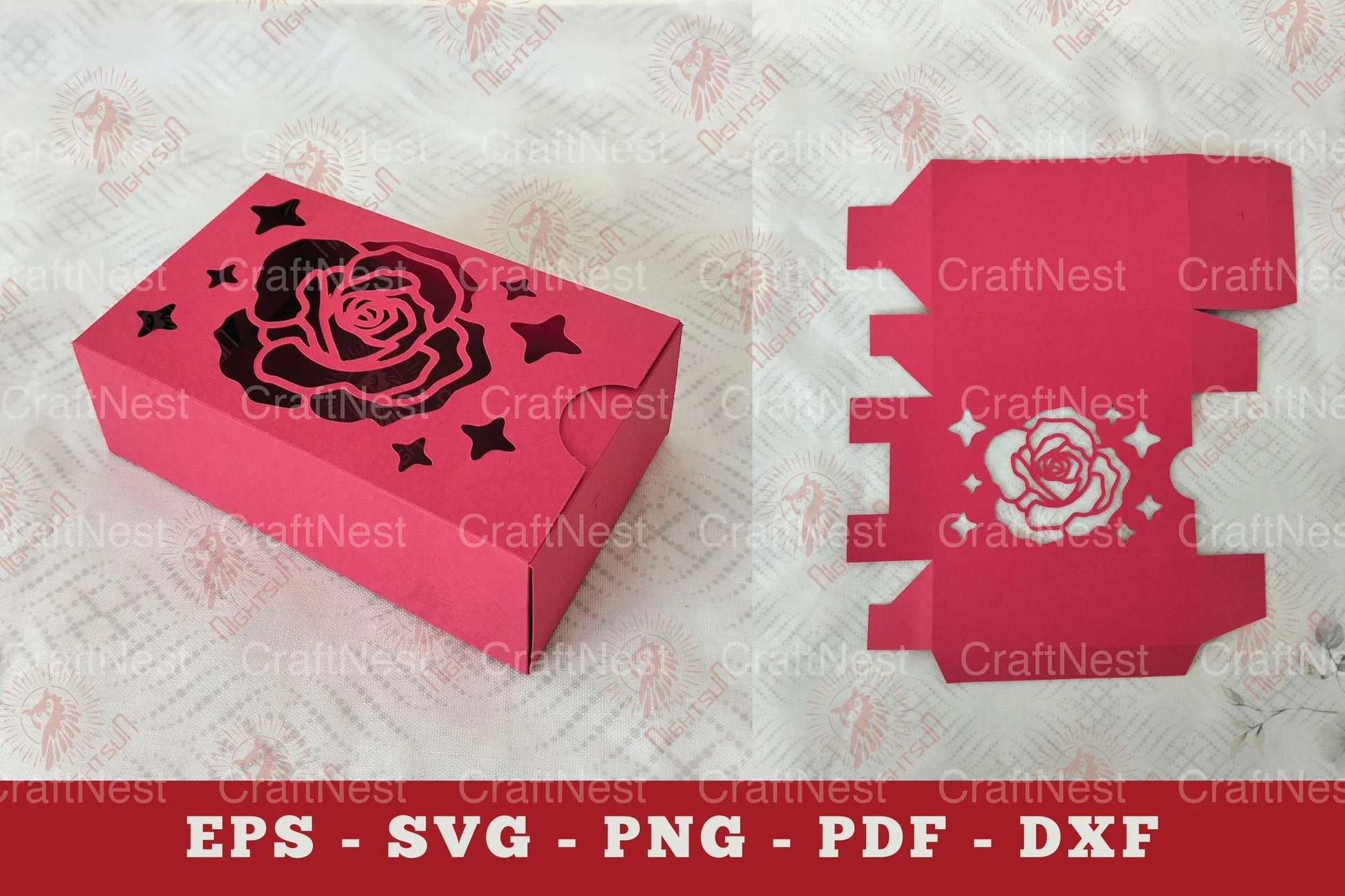 Rose Flower Gift Box Paper Cut Clipart Bundle - CraftNest - Digital Crafting and Art