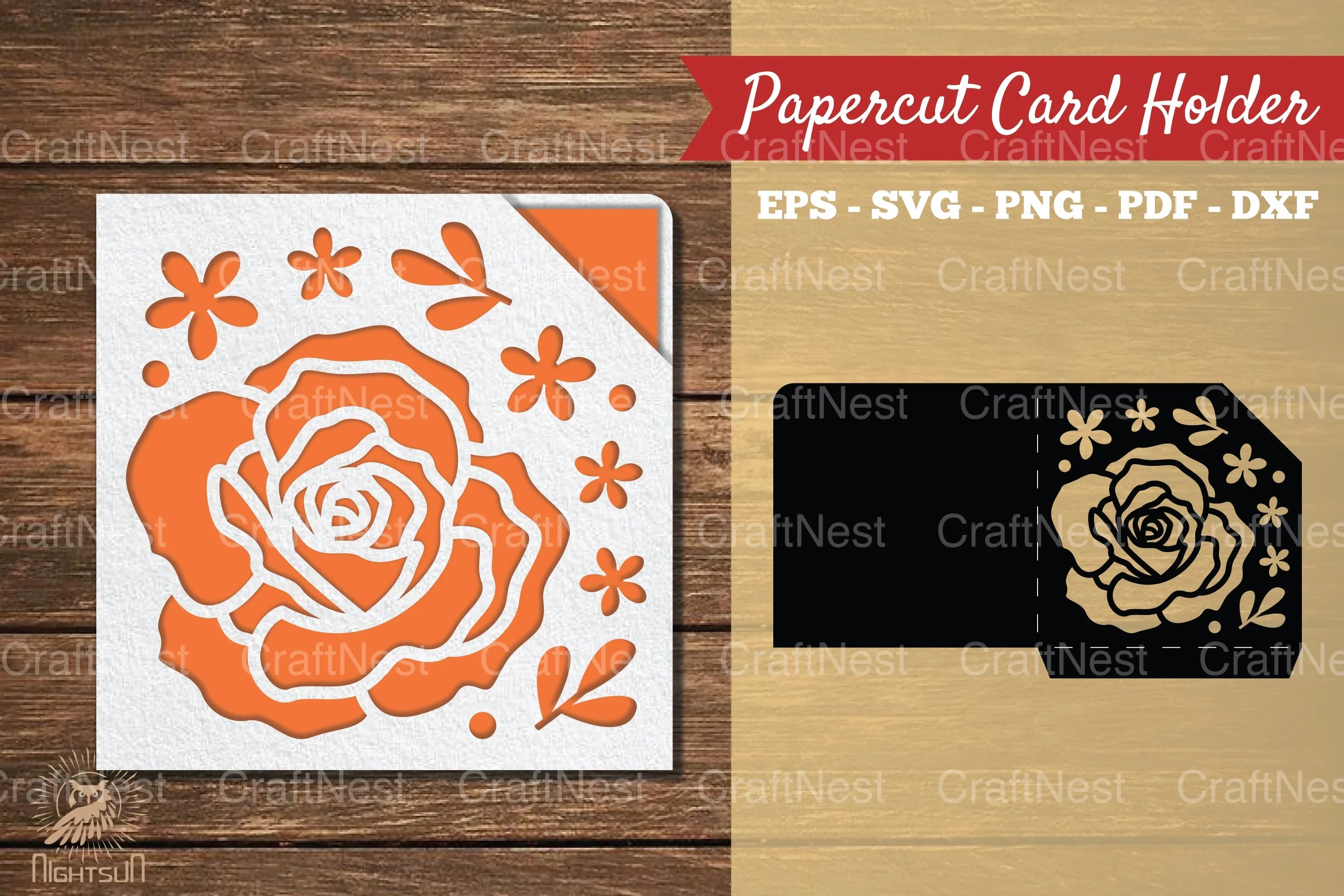 Rose Flower Papercut Card Holder Clipart Bundle - CraftNest - Digital Crafting and Art