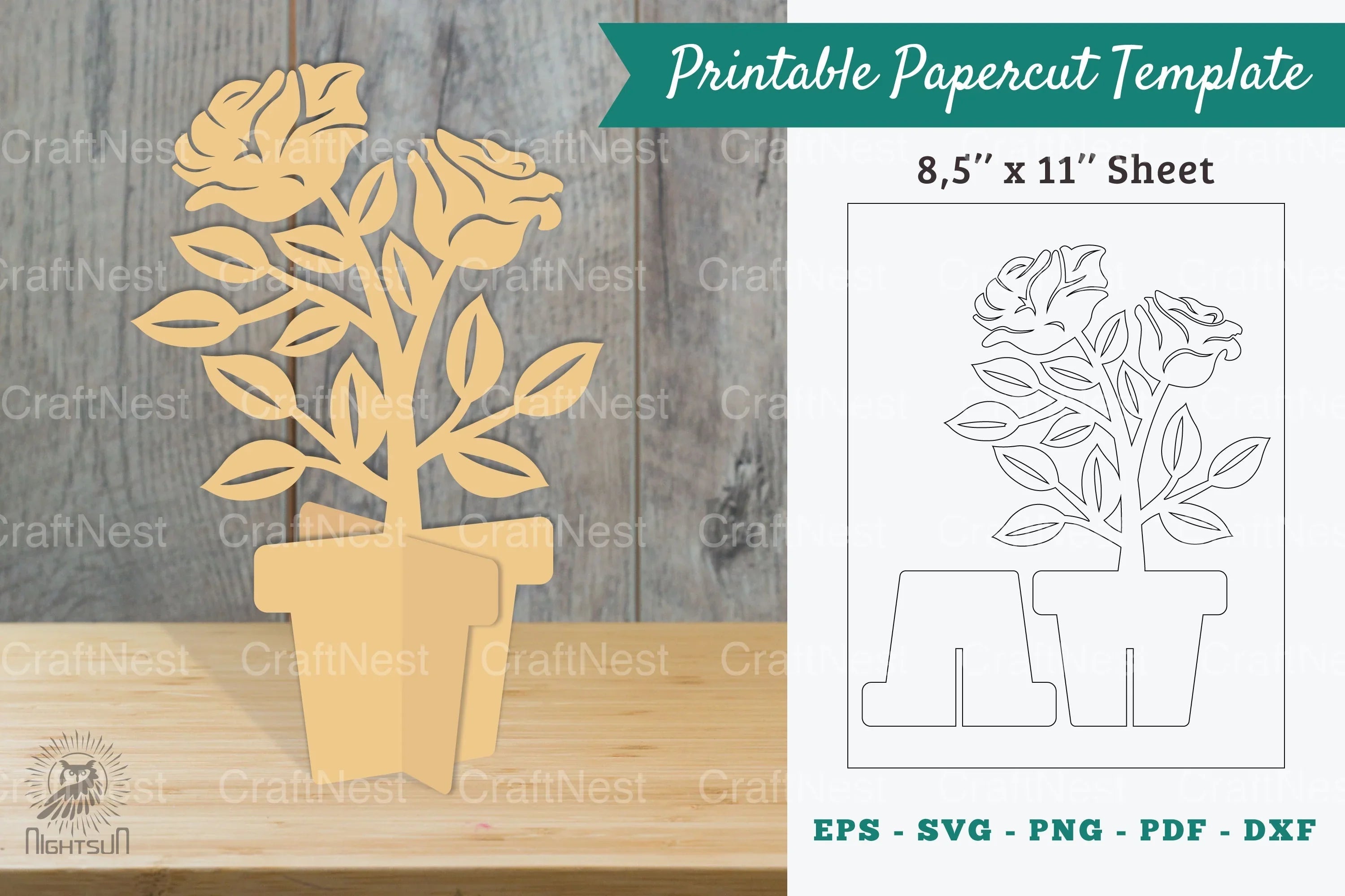 Rose Flowers Printable Cut Template Bundle - CraftNest - Digital Crafting and Art