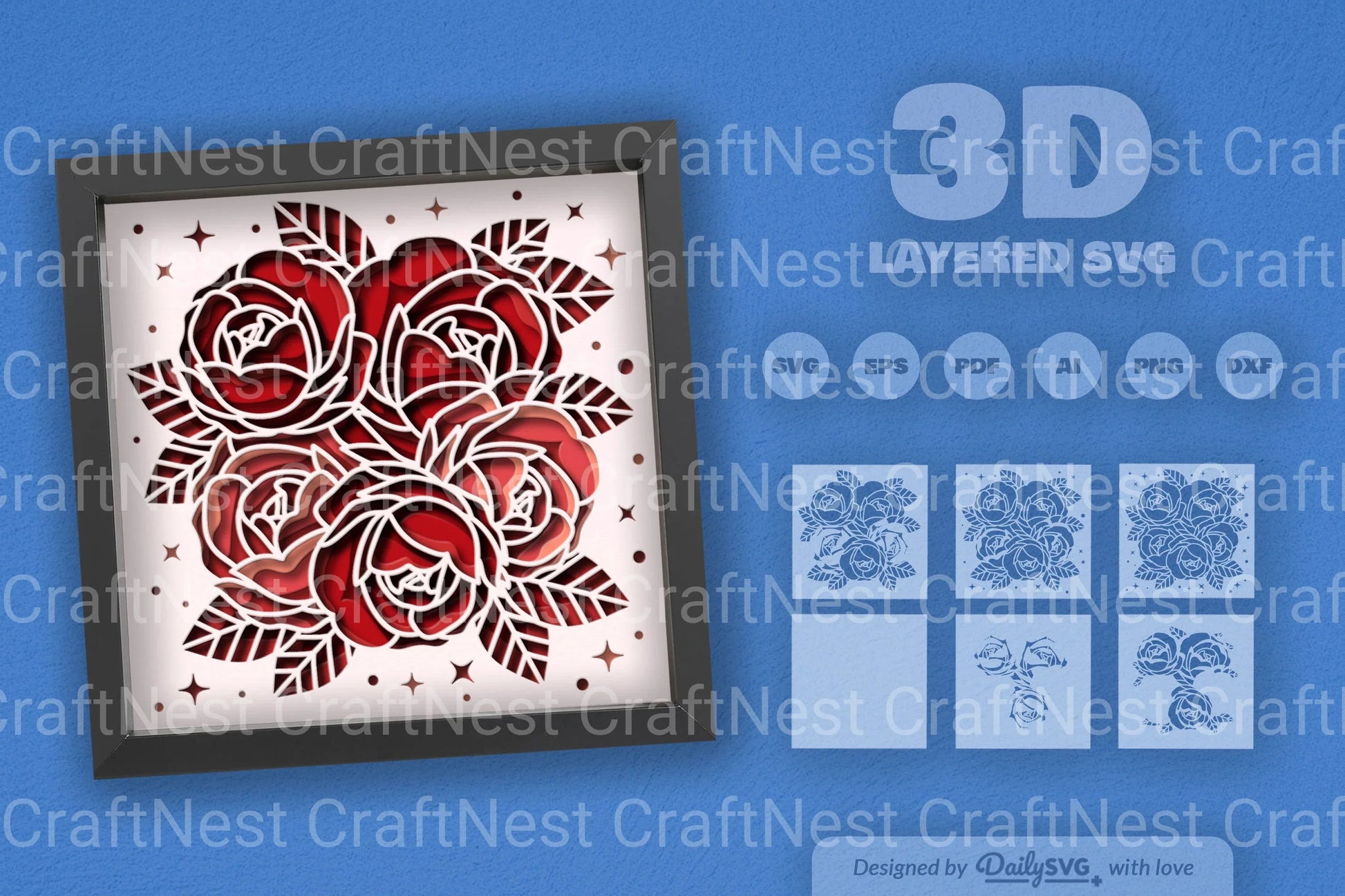 Roses Papercut SVG Bundle - CraftNest - Digital Crafting and Art