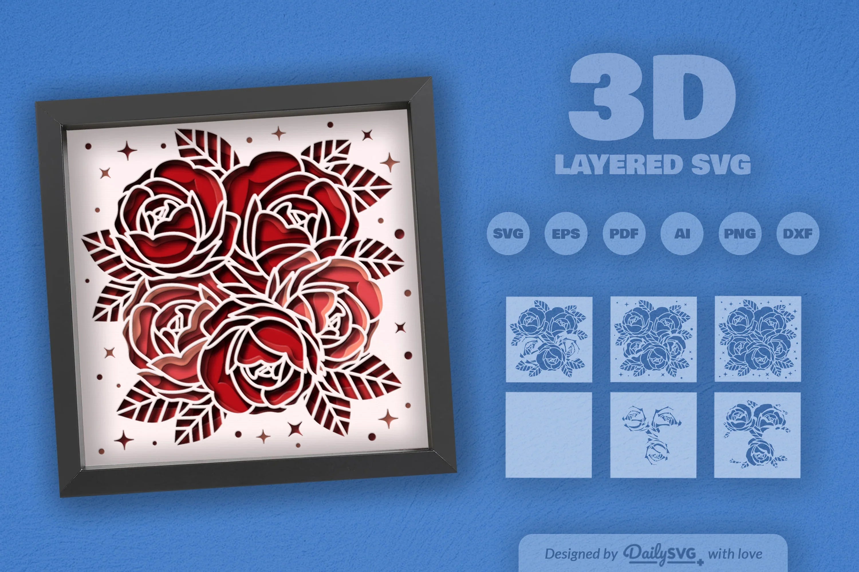 Roses Papercut SVG Bundle - CraftNest - Digital Crafting and Art