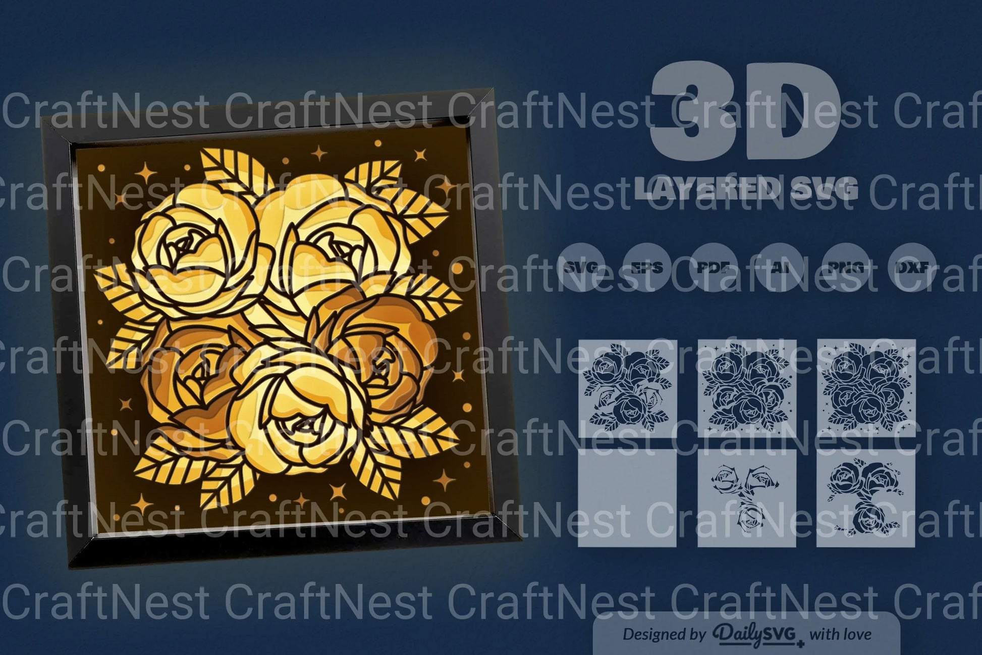 Roses Papercut SVG Bundle - CraftNest - Digital Crafting and Art