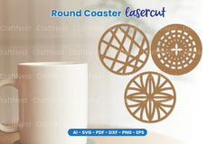Round Coaster Laser Cut SVG Bundle - CraftNest - Digital Crafting and Art