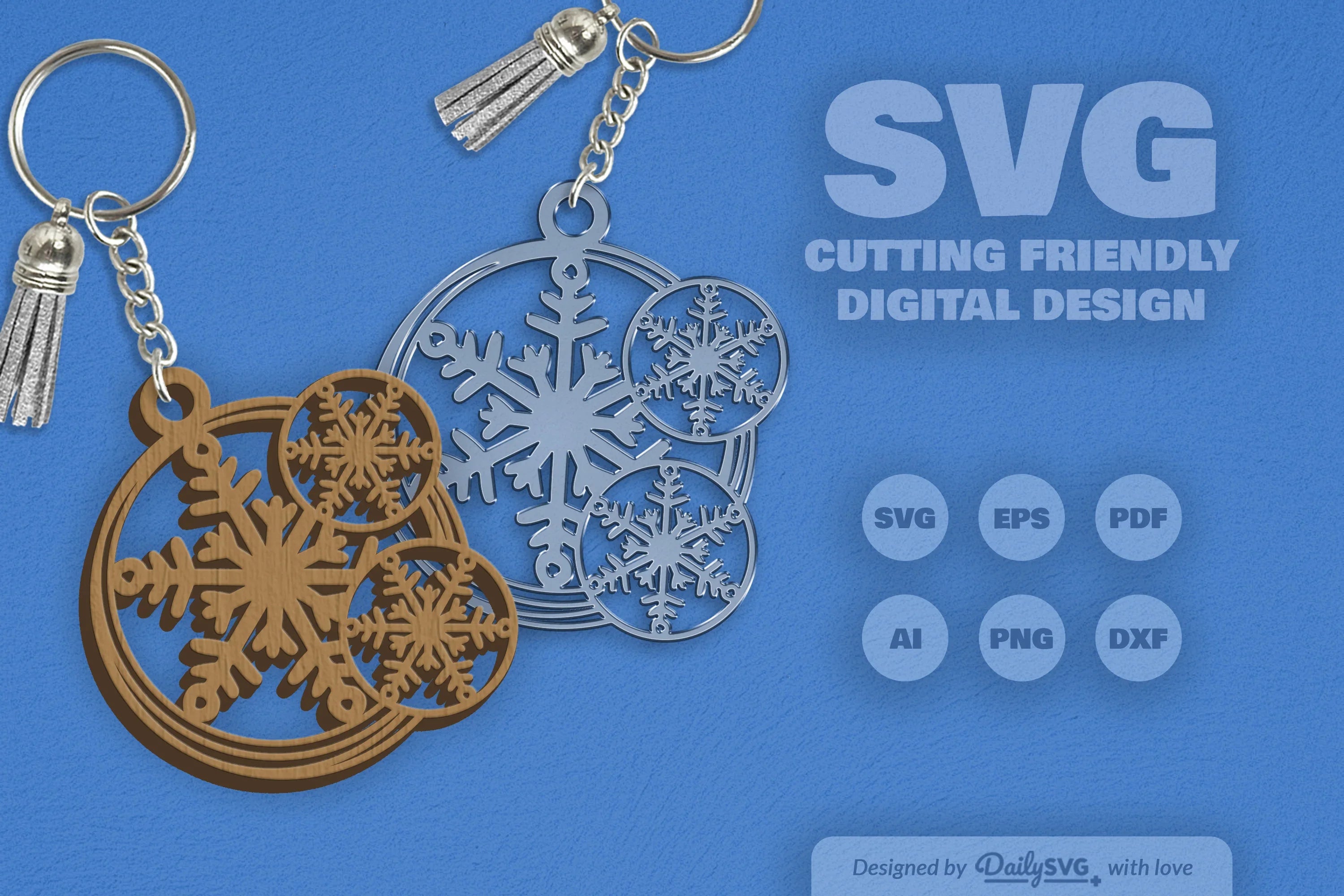 Snowflake Keychain Clipart - Daily SVG Bundle - CraftNest - Digital Crafting and Art