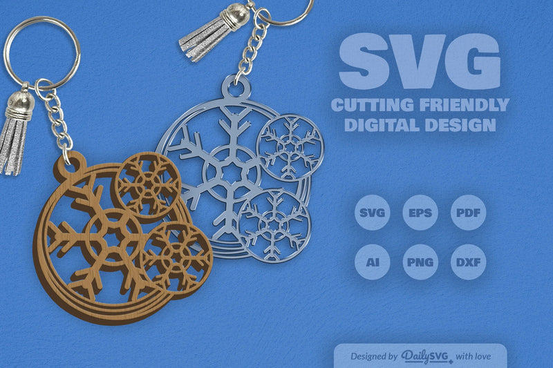 Snowflake Keychain Clipart - Daily SVG Bundle - CraftNest - Digital Crafting and Art