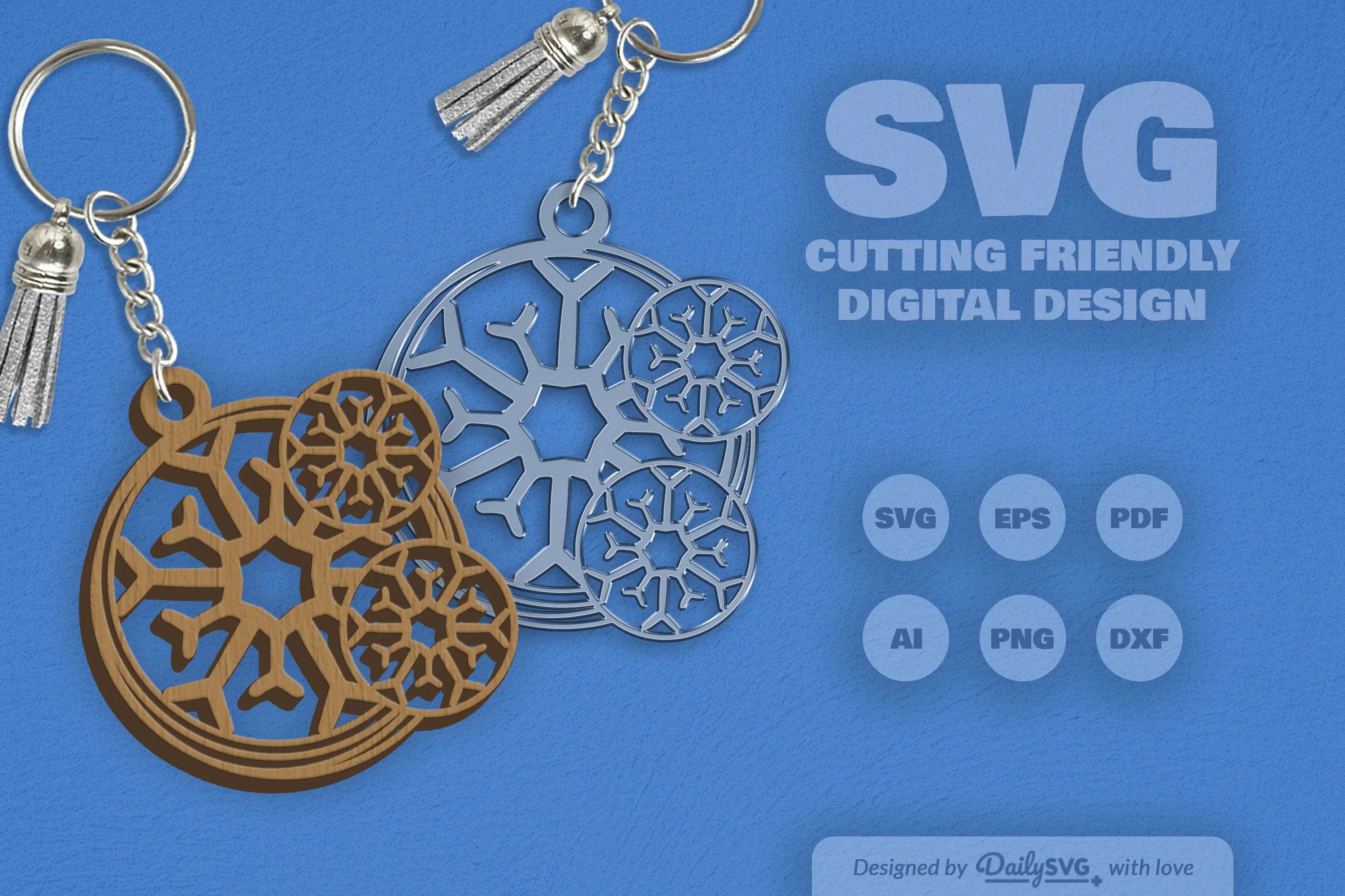 Snowflake Keychain Clipart - Daily SVG Bundle - CraftNest - Digital Crafting and Art