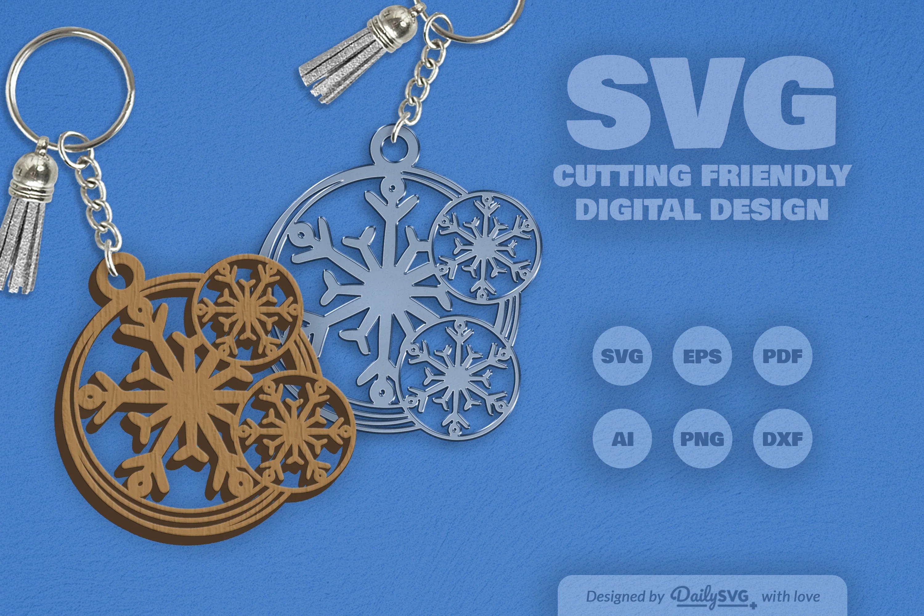 Snowflake Keychain Clipart - Daily SVG Bundle - CraftNest - Digital Crafting and Art