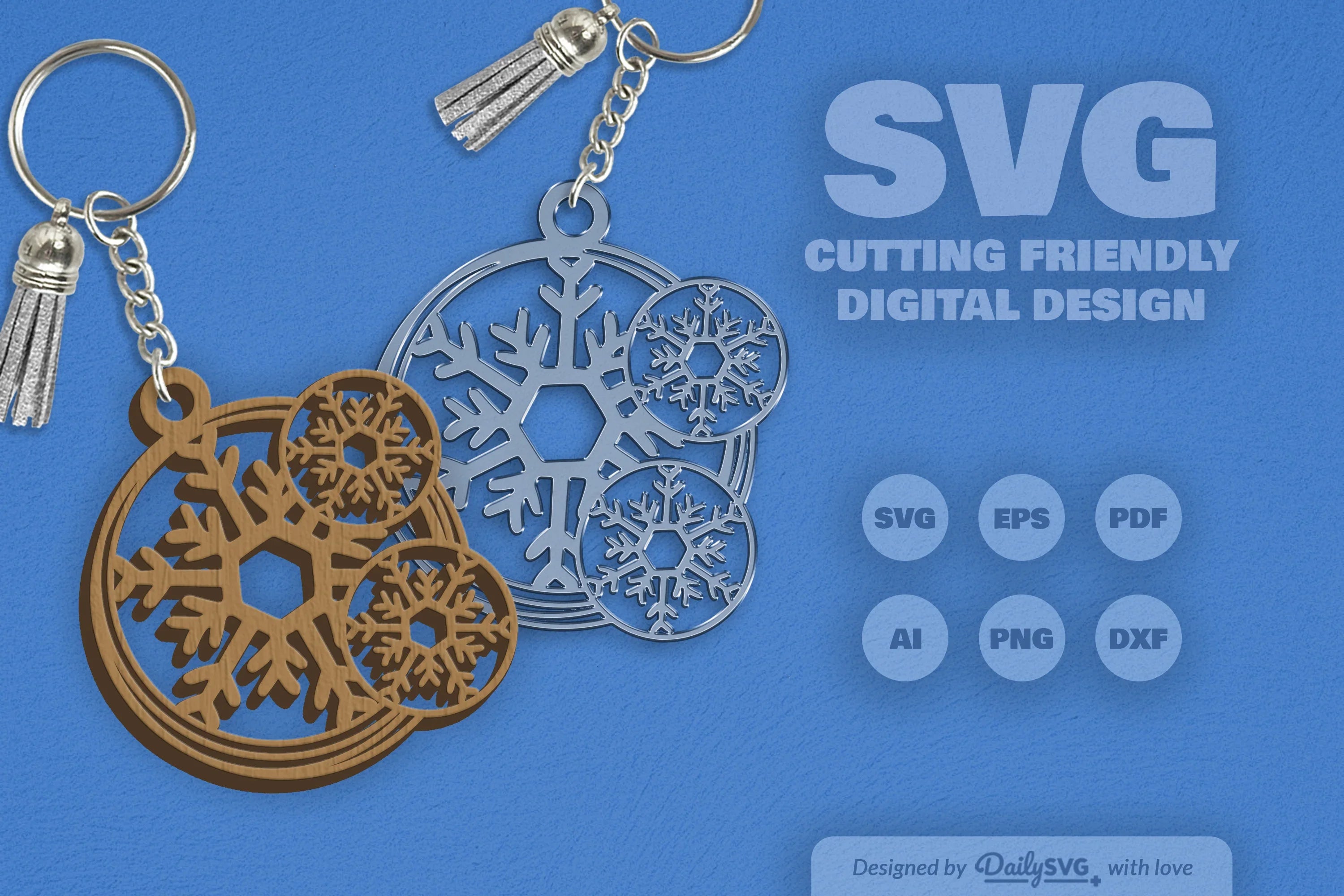 Snowflake Keychain Clipart - Daily SVG Bundle - CraftNest - Digital Crafting and Art