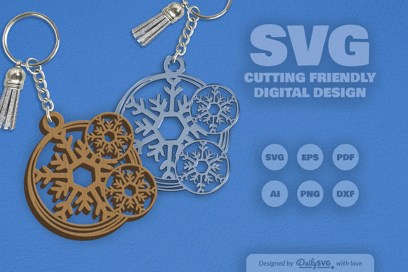 Snowflake Keychain Clipart - Daily SVG Bundle - CraftNest - Digital Crafting and Art