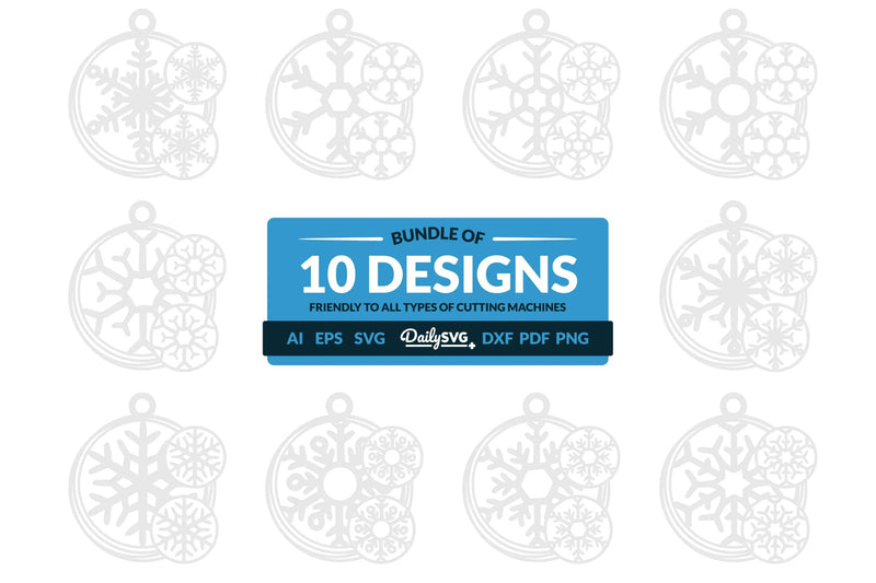 Snowflake Keychain Clipart - Daily SVG Bundle - CraftNest - Digital Crafting and Art