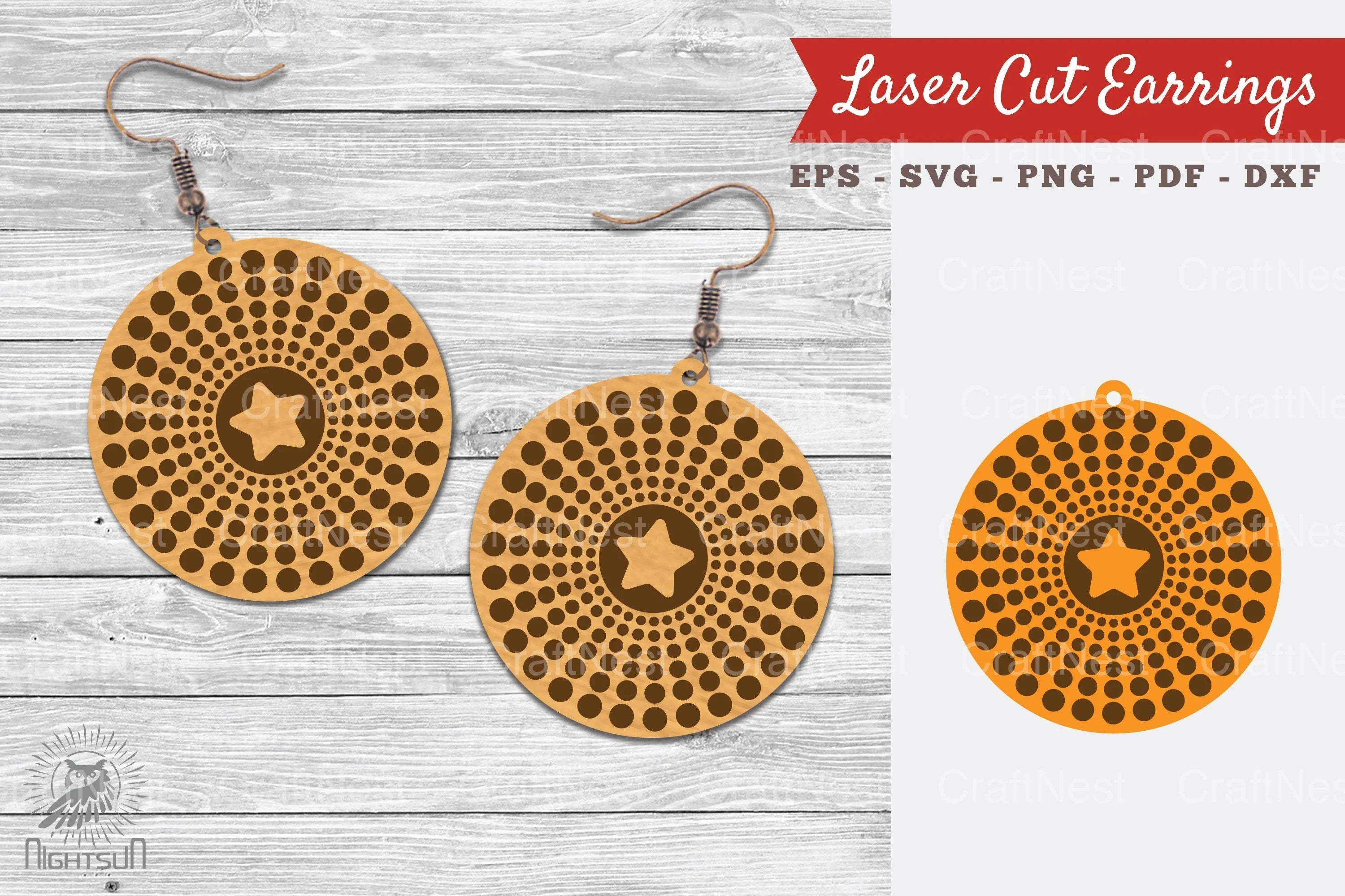 Round Laser Cut Earrings SVG Bundle - CraftNest - Digital Crafting and Art