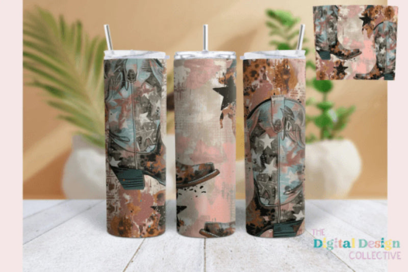 Rustic Cowgirl Boots Tumbler Wraps Bundle - CraftNest - Digital Crafting and Art
