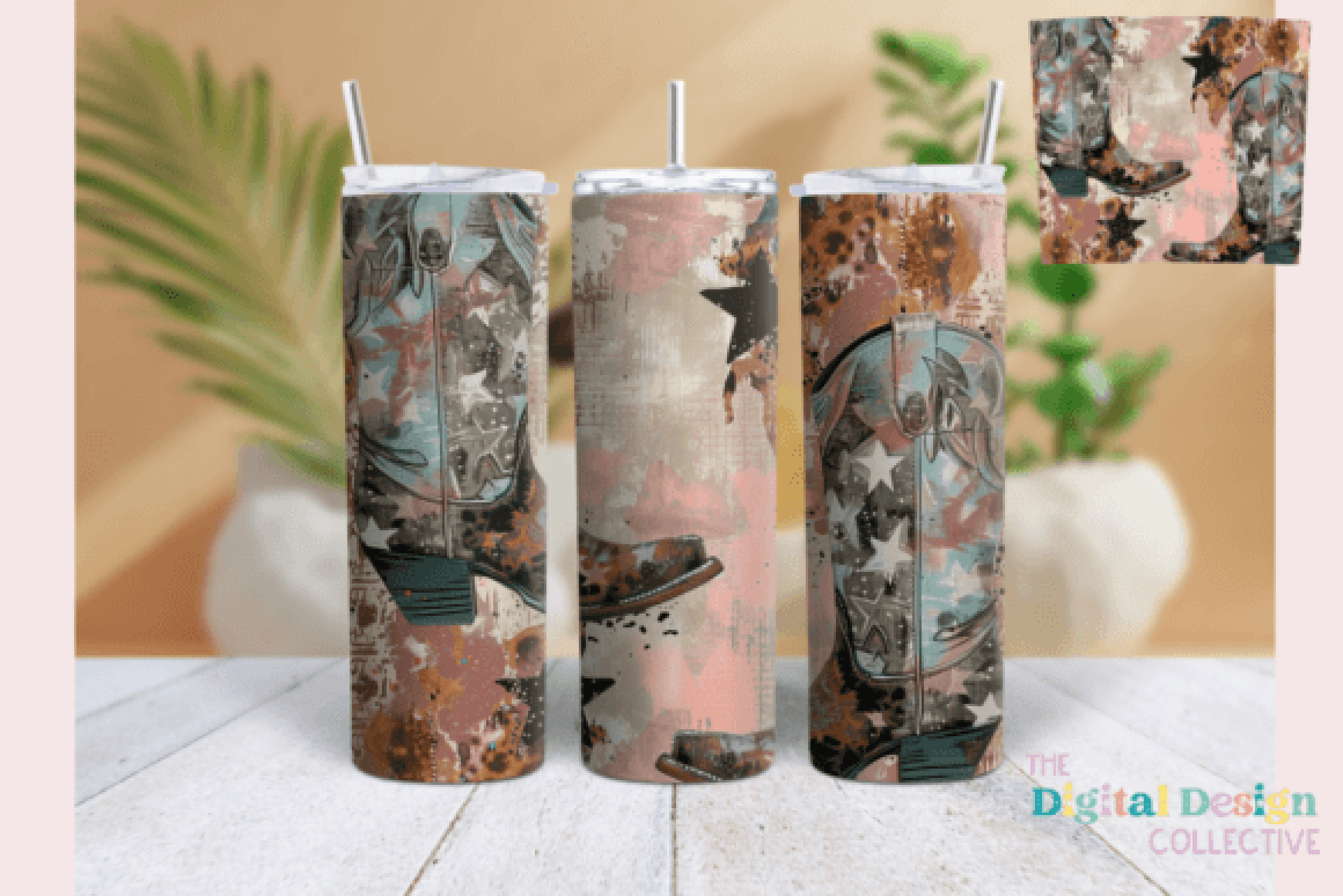 Rustic Cowgirl Boots Tumbler Wraps Bundle