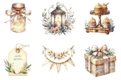 Rustic Cream Birthday Clipart Bundle - CraftNest - Digital Crafting and Art