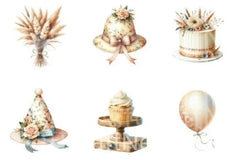 Rustic Cream Birthday Clipart Bundle - CraftNest - Digital Crafting and Art