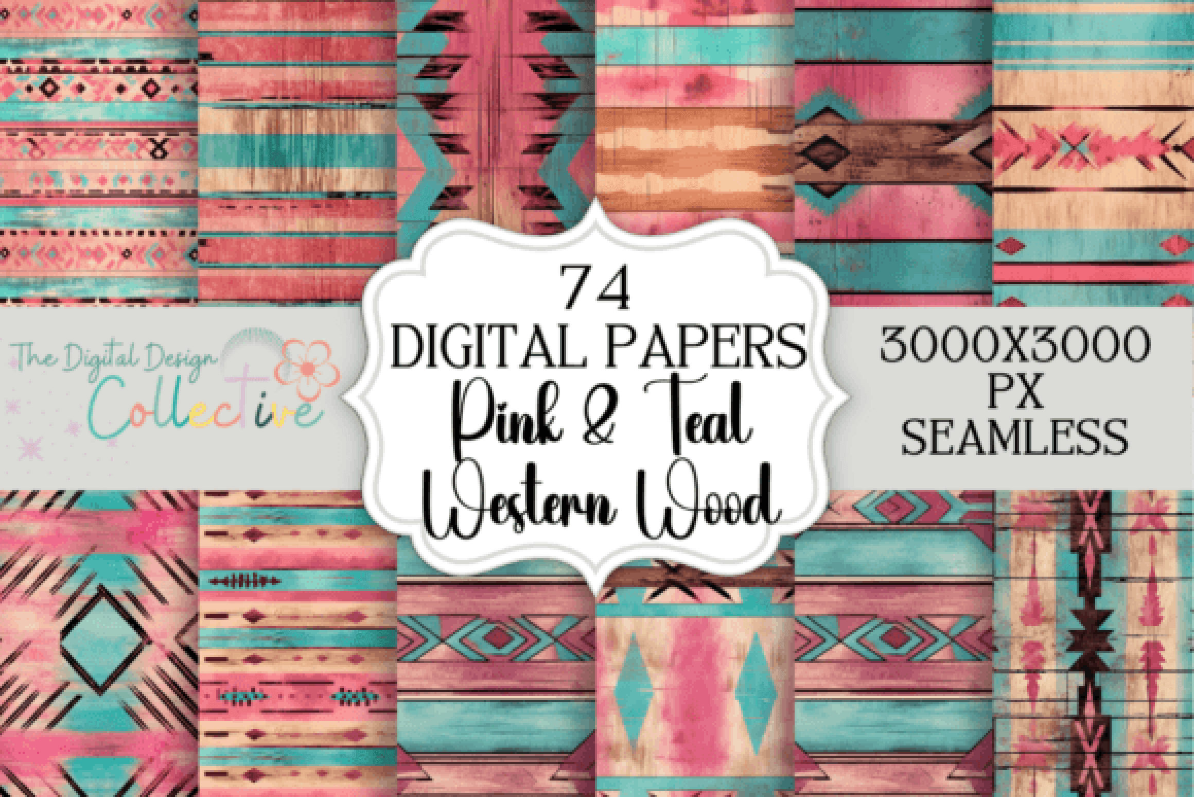 Vintage Pink & Teal Wood Antique Backgrounds - CraftNest - Digital Crafting and Art