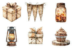 Rustic Brown Birthday Clipart Bundle - CraftNest - Digital Crafting and Art